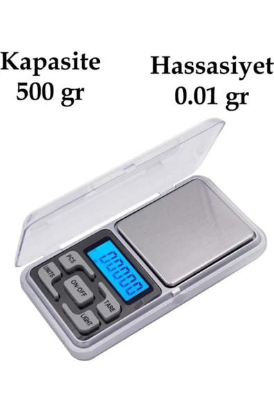 Pazariz Digital Lcd Hassas Elektronik Cep Terazi Tartı 500 Gr 0.01 Gr Hassasiyet ürün görseli