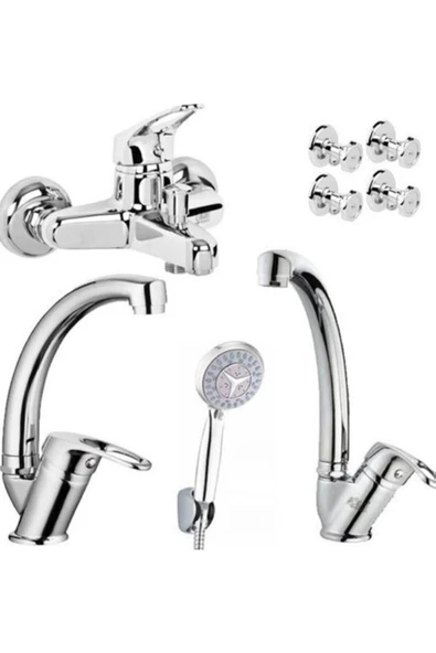 Pazariz Batarya Takımı Duş Seti 4'lü Krom Taharet Musluğu