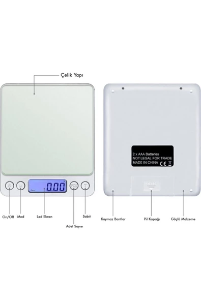 Pazariz Digital Lcd Hassas Tartı-mutfak Terazisi 2kg/0.1gr - 2