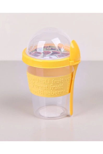 Pazariz Yoğurt Kabı Kaşıklı Ve Meyve Bölmeli Sarı 1 Adet - 2
