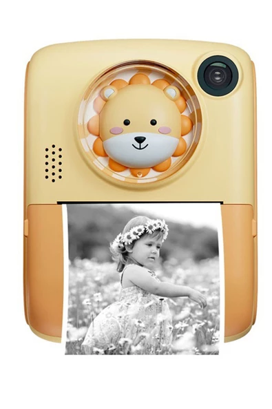 Pazariz Anlık Termal Yazıcılı Dijital Çocuk Kamerası 2.0 İnç HD Instant Photo Printer Camera Sarı