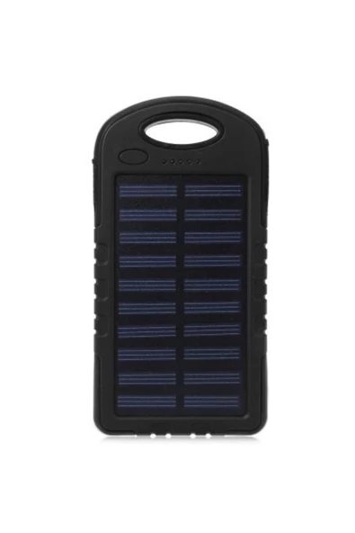 Pazariz 8000 Mah Solar Powerbank Şarj Aleti 20 Led Aydınlatmalı Siyah