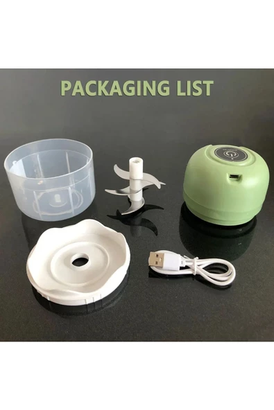 Pazariz Rende Şarjlı Mini kablosuz sarımsak ezici rechargeable sebze biber Parçalayıcı 250 Ml - 2