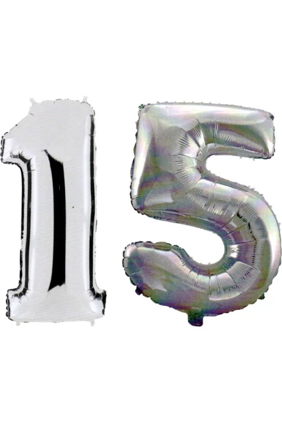 Pazariz 15 Yaş Sayı Folyo Balon Gümüş 90 Cm ürün görseli