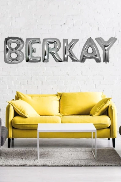 Pazariz Doğum Günü Berkay Gümüş Harf Folyo Balon Set 40cm Isim Balon