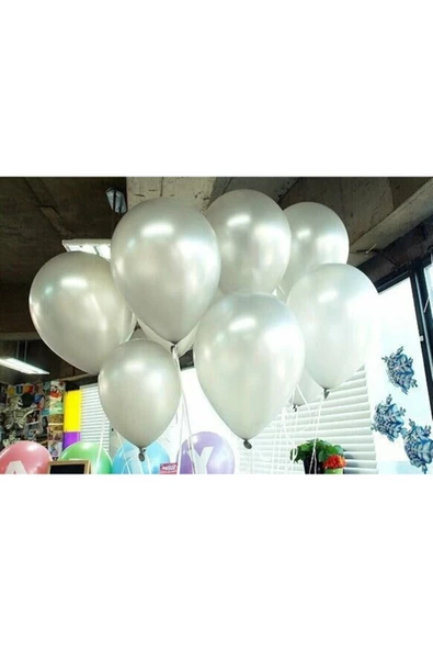 Pazariz 25 Adet Metalik Sedefli Parlak Gümüş Gri Balon (helyumla Uçan)