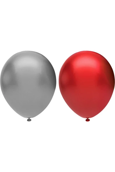 Pazariz Metalik Balon Seti 40’lı, 2 Renk X 20, Gümüş, Kırmızı. Helyum Uyumlu ürün görseli