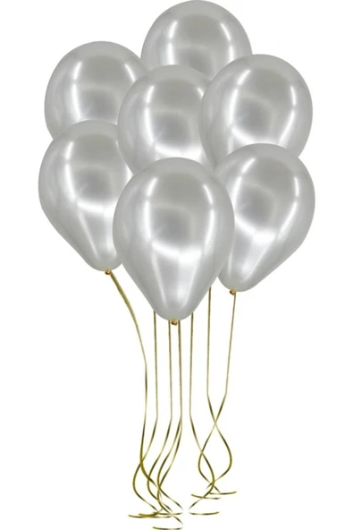 Pazariz 25'li Lateks Metalik Balon Gümüş ürün görseli