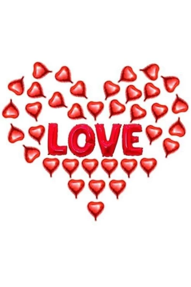 Pazariz Love Kalpli Folyo Balon Seti 50'li