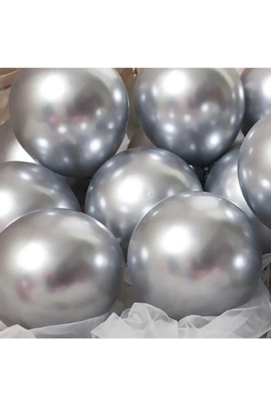 Pazariz 12 Inç Metalik Gümüş Balon 25'li ürün görseli