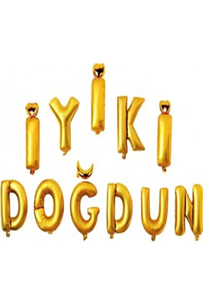 Pazariz Kazanabil Iyiki Doğdun Set Altın Renkli Folyo Balon Harfler 40cm