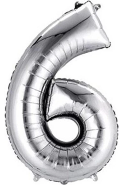 Pazariz Balon Parti 6 Rakamı Gümüş Folyo Balon 102 Cm ürün görseli