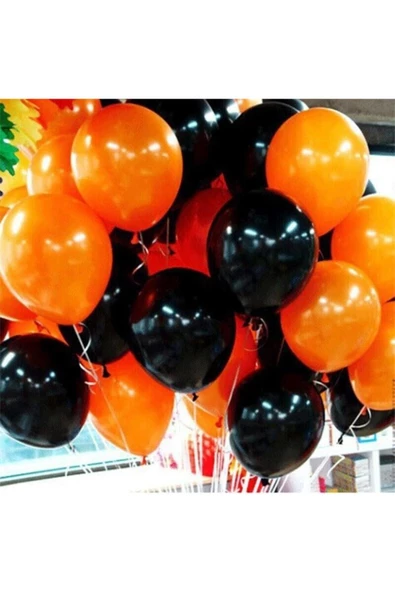 Pazariz 25 Adet Metalik Sedefli (turuncu-siyah) Karışık Balon Helyumla Uçan ürün görseli