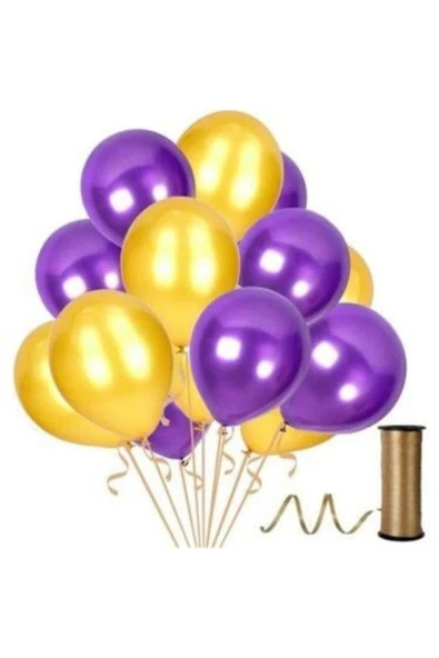Pazariz 40 Adet Metalik Sedefli Mor, Altın Balon-uçan- Güzel-parti Bal...