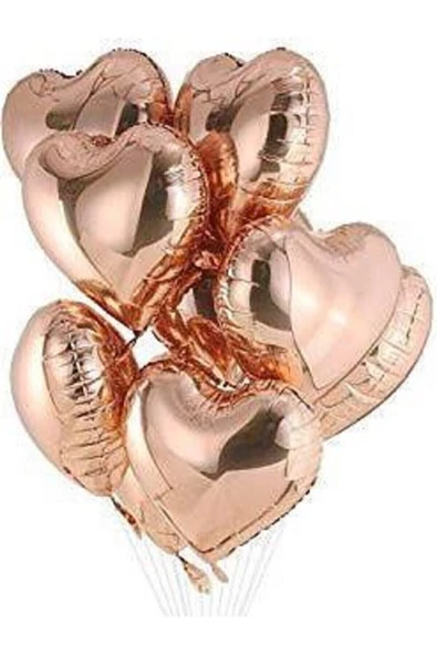 Pazariz Kalp Folyo Balon 5 Adet 40 Cm 16" Inç Rose Gold Renk