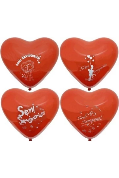 Pazariz Seni Seviyorum Yazılı 100 Lü Kalp Balon - Resim 2