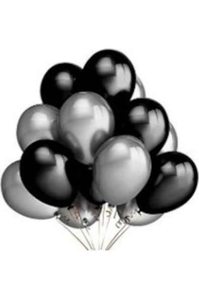 Pazariz 50 Adet Metalik Sedefli Uçan Balon (siyah -gümüş Karışık) Balon ürün görseli