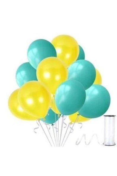 Pazariz 50 Adet Mint Su Yeşili-sarı Metalik Sedefli Balon ürün görseli