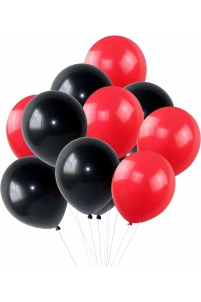 Pazariz Balon Metalik Sedefli Balon 25 Kırmızı 25 Siyah Karışık 50 Adet