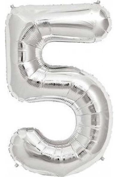 Pazariz Gümüş Folyo Balon Sayılı Helyum Balon 100 Cm Dev Boy 5