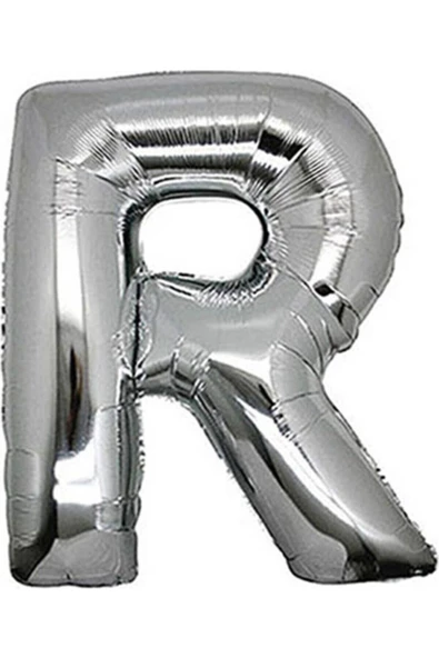 Pazariz R Harf Silver Gümüş Folyo Balon Harfli Helyum Balon 100 Cm Dev Boy