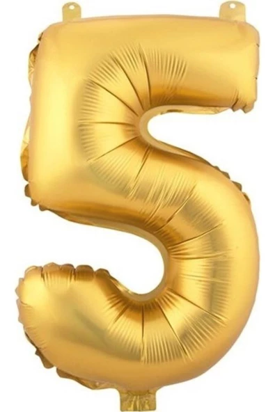Pazariz 5 (gold) Rakam Folyo Balon - 90 Cm - Altın Folyo Rakam Balon