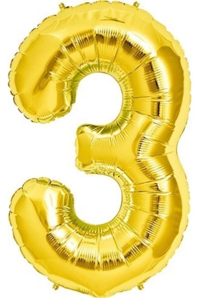 Pazariz Rakam Folyo Balon 3 Rakamı Büyük Boy Balon Altın Sarısı /dore 100cm ürün görseli