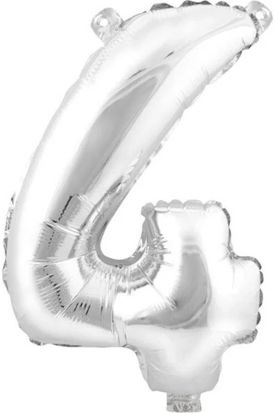 Pazariz 4 (gümüş) Rakam Folyo Balon - 90 Cm - Gümüş Folyo Rakam Balon