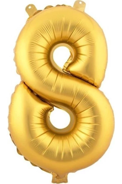 Pazariz 8 (gold) Rakam Folyo Balon - 90 Cm - Altın Folyo Rakam Balon
