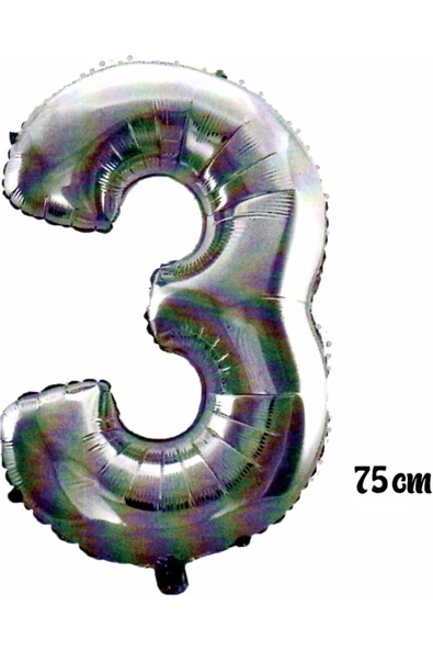 Pazariz 75 Cm 3 Rakam Folyo Balon Gümüş ürün görseli