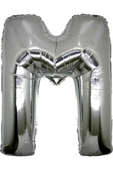 Pazariz M (silver) Harf Folyo Balon - 90 Cm - Gümüş Folyo Harf Balon
