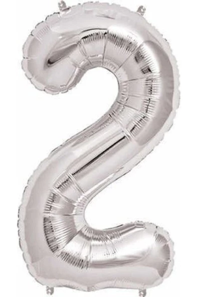 Pazariz 40 Cm Gümüş Renk Folyo Balon 2 Rakamı