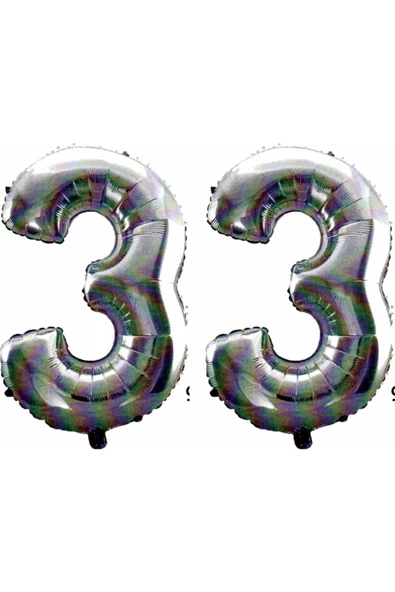 Pazariz 33 Yaş Sayı Folyo Balon Gümüş 90 Cm ürün görseli