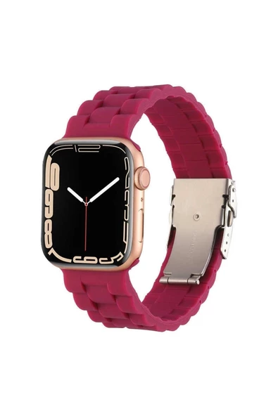 Pazariz Apple Watch Uyumlu2 3 4 5 6 7 8 Ultra Se 42 44 45 49mm Baklalı Klipsli Silikon Kordon - Resim 2