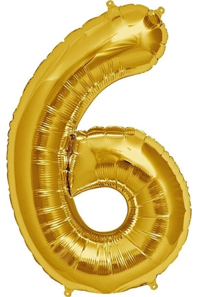 Pazariz Folyo Balon 6 Rakamı Altın 100 Cm 6 Rakam Folyo Balon