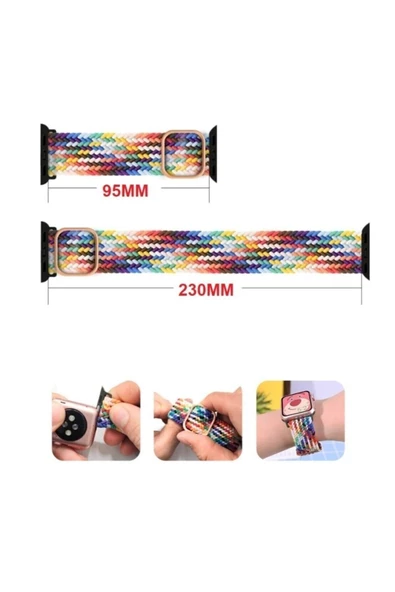Pazariz Apple Watch Uyumlukordon 3 4 5 6 7 Se 42mm 44mm 45mm Örgü Tokalı Kordon - Resim 2