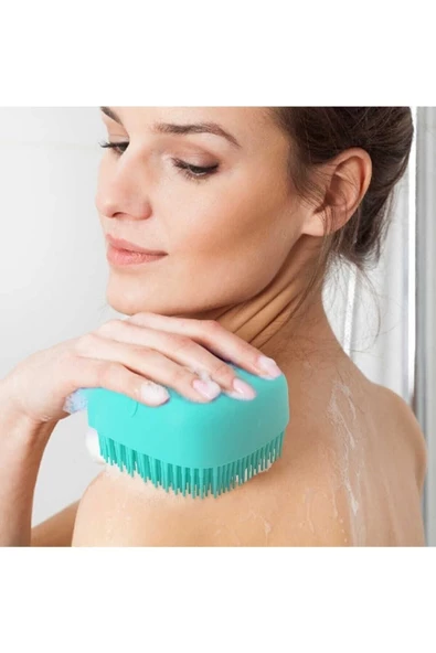 Pazariz Şampuan Hazneli Silikon Peeling Duş Fırçası Masaj