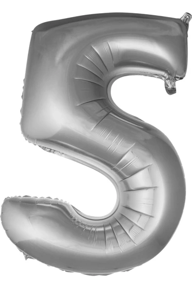 Pazariz Balon 5 Rakam 76 Cm Gümüş Folyo Balon 34 Inc