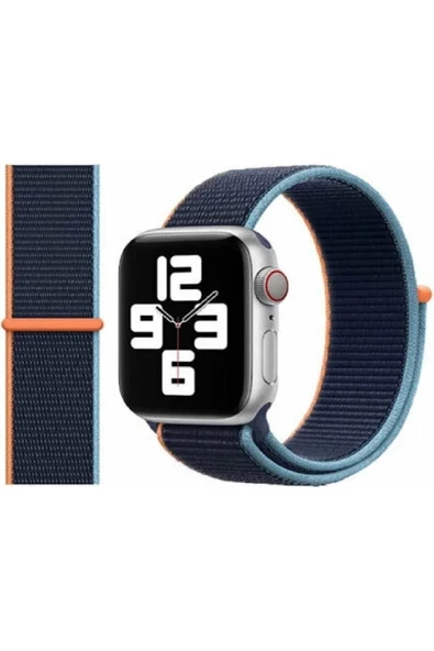 Pazariz Apple Watch Uyumlu8 7 6 5 4 Se 42 44 45mm Spor Dokuma Kordon Koyu Lacivert ürün görseli 1