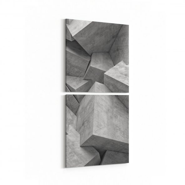 Olla 10023 Abstract 3 Boyut Görsel Kare 2li Dikey Kanvas Tablo