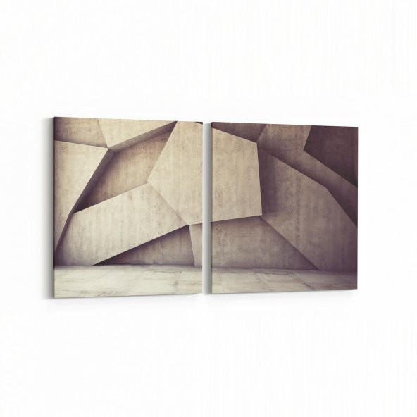 Olla 10018 Abstract 3 Boyut Görsel Kare 2li Yatay Kanvas Tablo