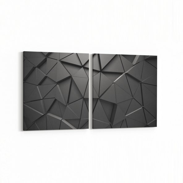 Olla 10041 Abstract 3 Boyut Görsel Kare 2li Yatay Kanvas Tablo