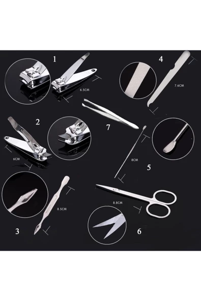 Pazariz Fırsat Ayı Profesyonel Çelik Manikür Pedikür Seti Mini 7 Parça - 3