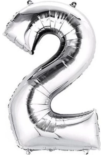 Pazariz Balon Parti 2 Rakamı Gümüş Folyo Balon 102 Cm