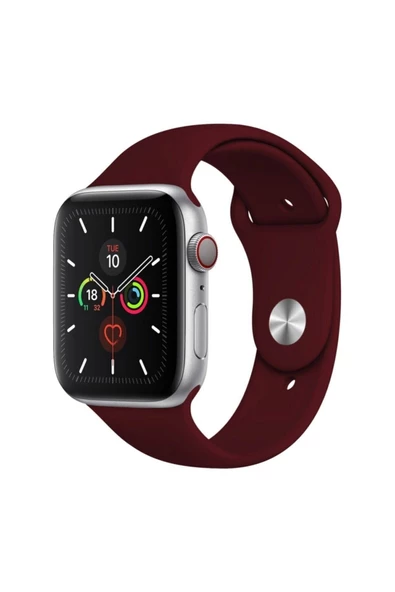 Pazariz Apple Watch Uyumlukordon 2 3 4 5 6 Se 42 Mm Ve 44 Mm Silikon Kordon Kayış - Bordo