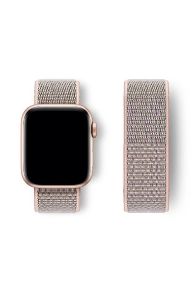 Pazariz Apple Watch Uyumlu38-40-41 Mm 3 4 5 6 7 8 Se Hasır Dokuma Kordon Spor Cırtlı - Resim 2