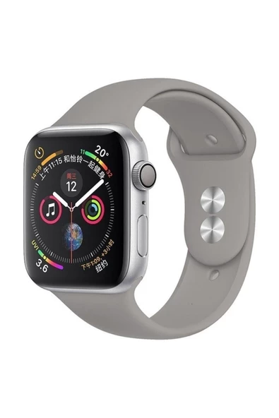 Pazariz Apple Watch Uyumlusilikon Kordon Kayış 7 - 6 - Se - 5 - 4 - 3 - 2 - 1 - 42mm 44mm - Gri