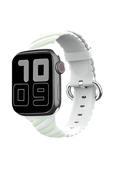 Pazariz Apple Watch Uyumlu1 2 3 4 5 6 38-40-41 Mm Çelik Toka Silikon Trend Kordon Kayış ürün görseli 1