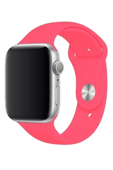 Pazariz Apple Watch Uyumlu1 2 3 4 5 6 7 Se 38mm Uyumlu Klasik Silikon Kordon Kayış Kayalık Barbie Pink ürün görseli 1