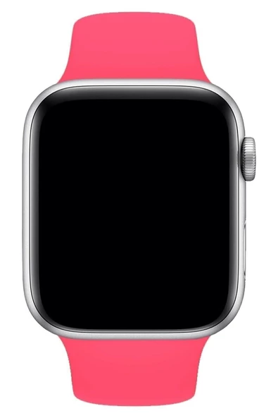 Pazariz Apple Watch Uyumlu1 2 3 4 5 6 7 Se 38mm Uyumlu Klasik Silikon Kordon Kayış Kayalık Barbie Pink - Resim 3